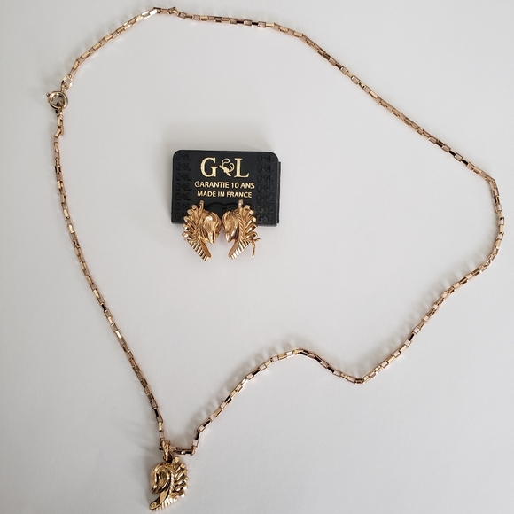 Gold filled GL earrings and necklace set - Picture 2 of 13